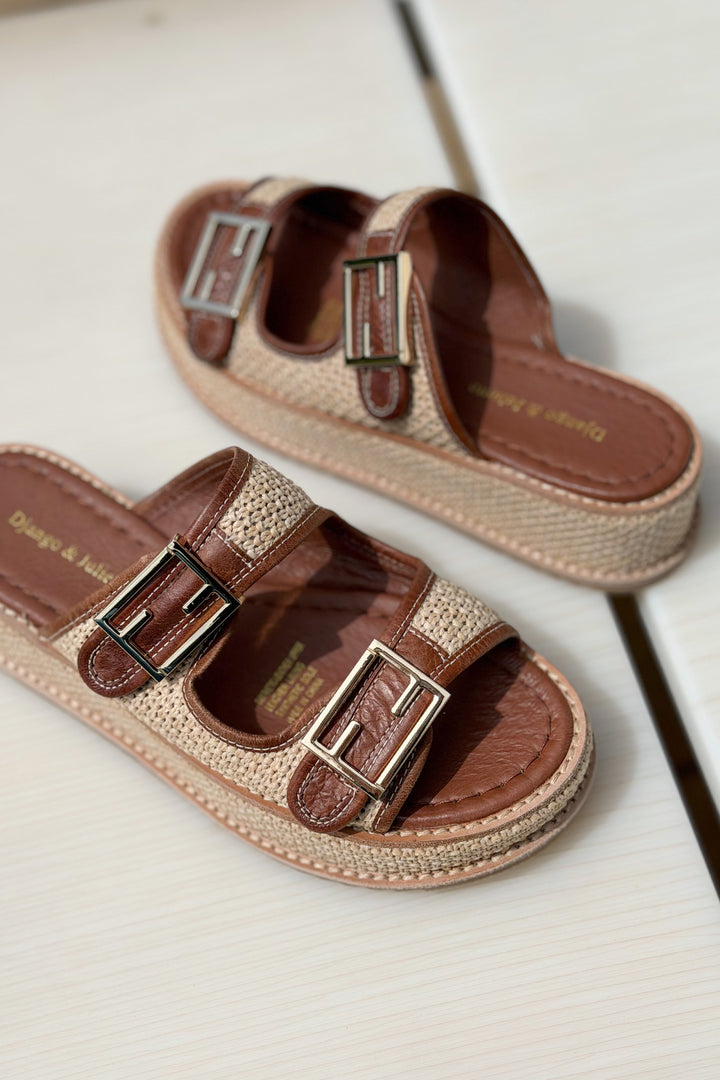 Vexta Leather Sandals in Chocolate Natural