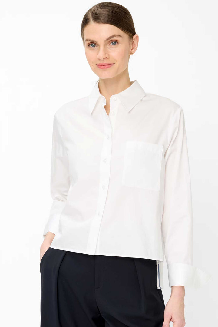 Vica Shirt w Contrast Stripe in White