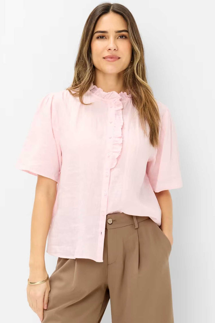Vive Blouse w Frill in Dusty Rose