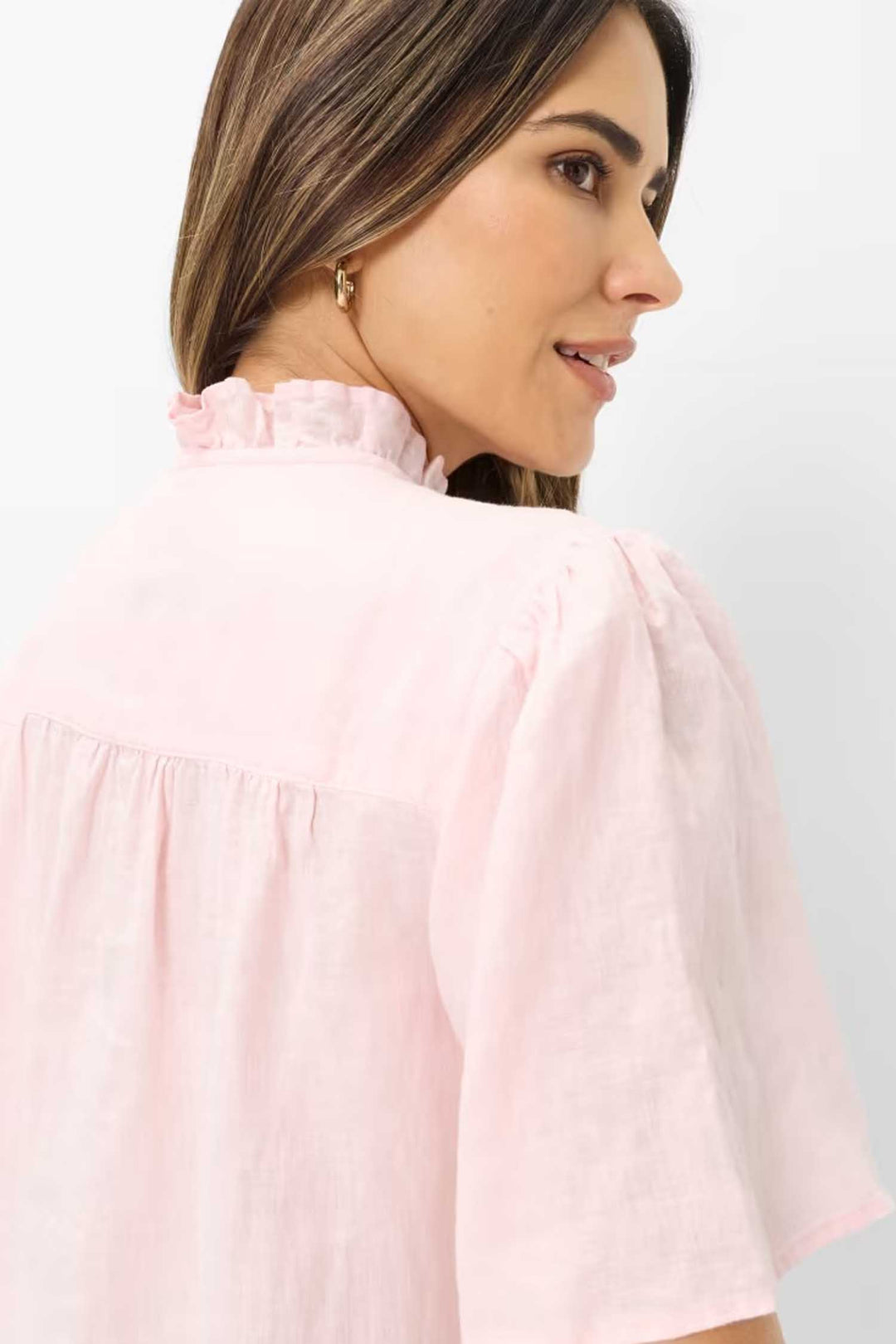 Vive Blouse w Frill in Dusty Rose