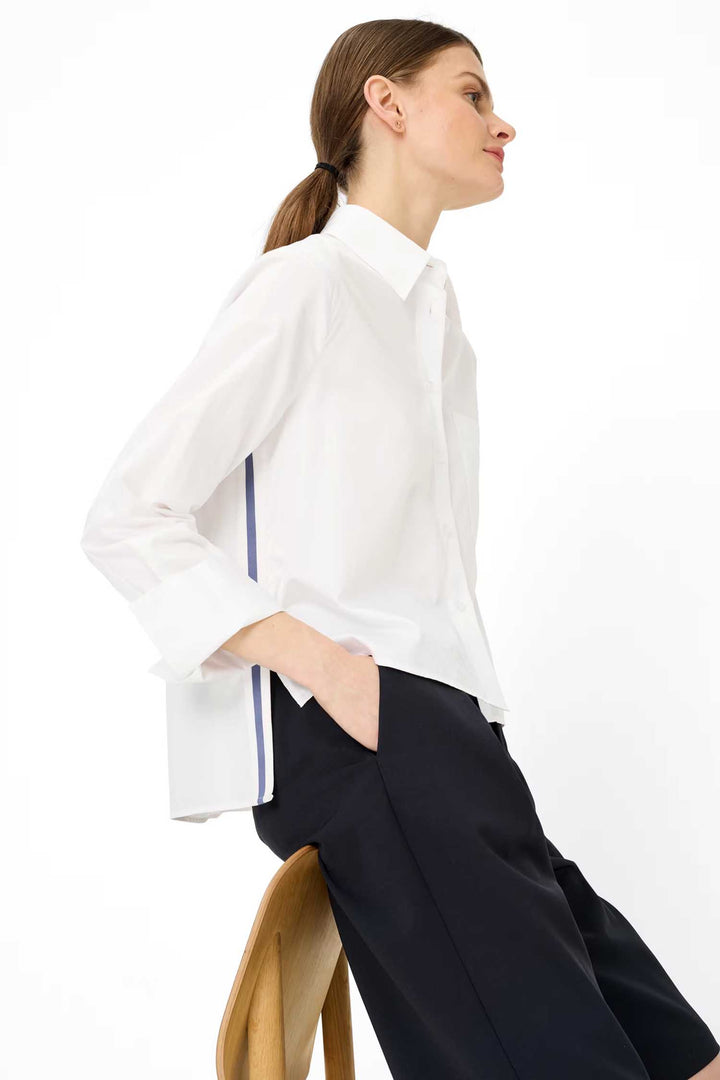 Vica Shirt w Contrast Stripe in White