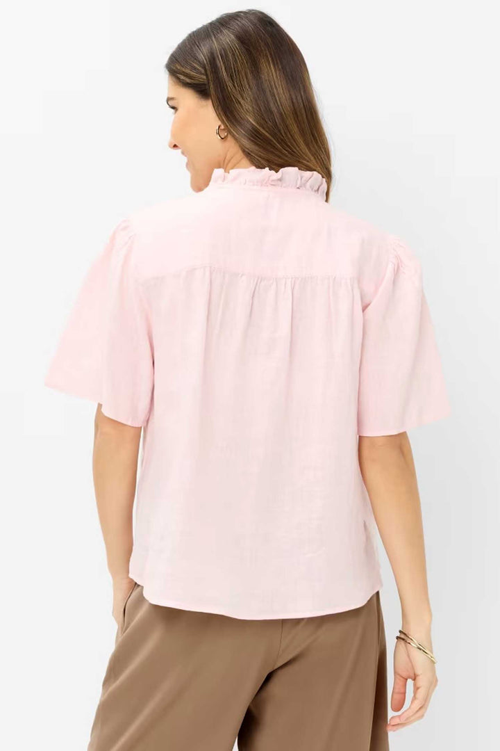 Vive Blouse w Frill in Dusty Rose