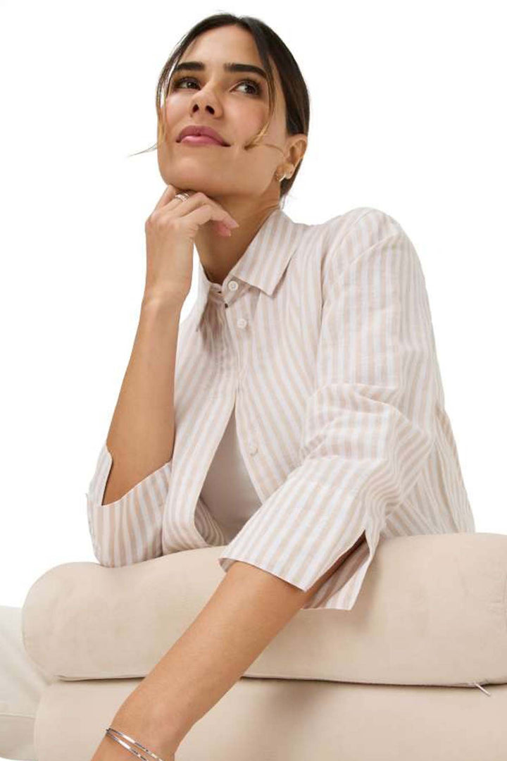 Vicki Button Up LS Collar Shirt Almond