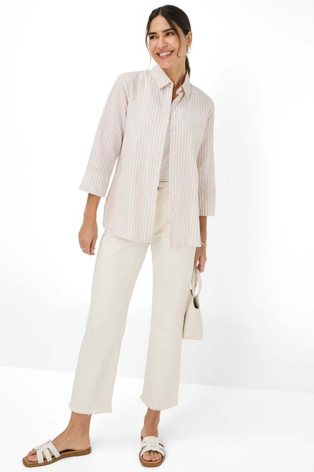 Vicki Button Up LS Collar Shirt Almond