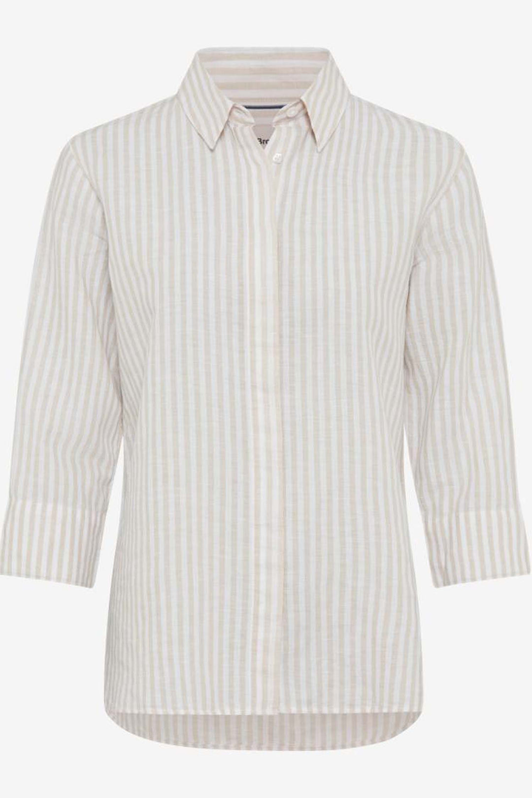 Vicki Button Up LS Collar Shirt Almond