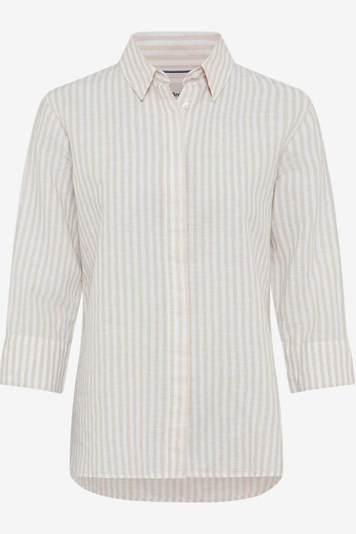 Vicki Button Up LS Collar Shirt Almond