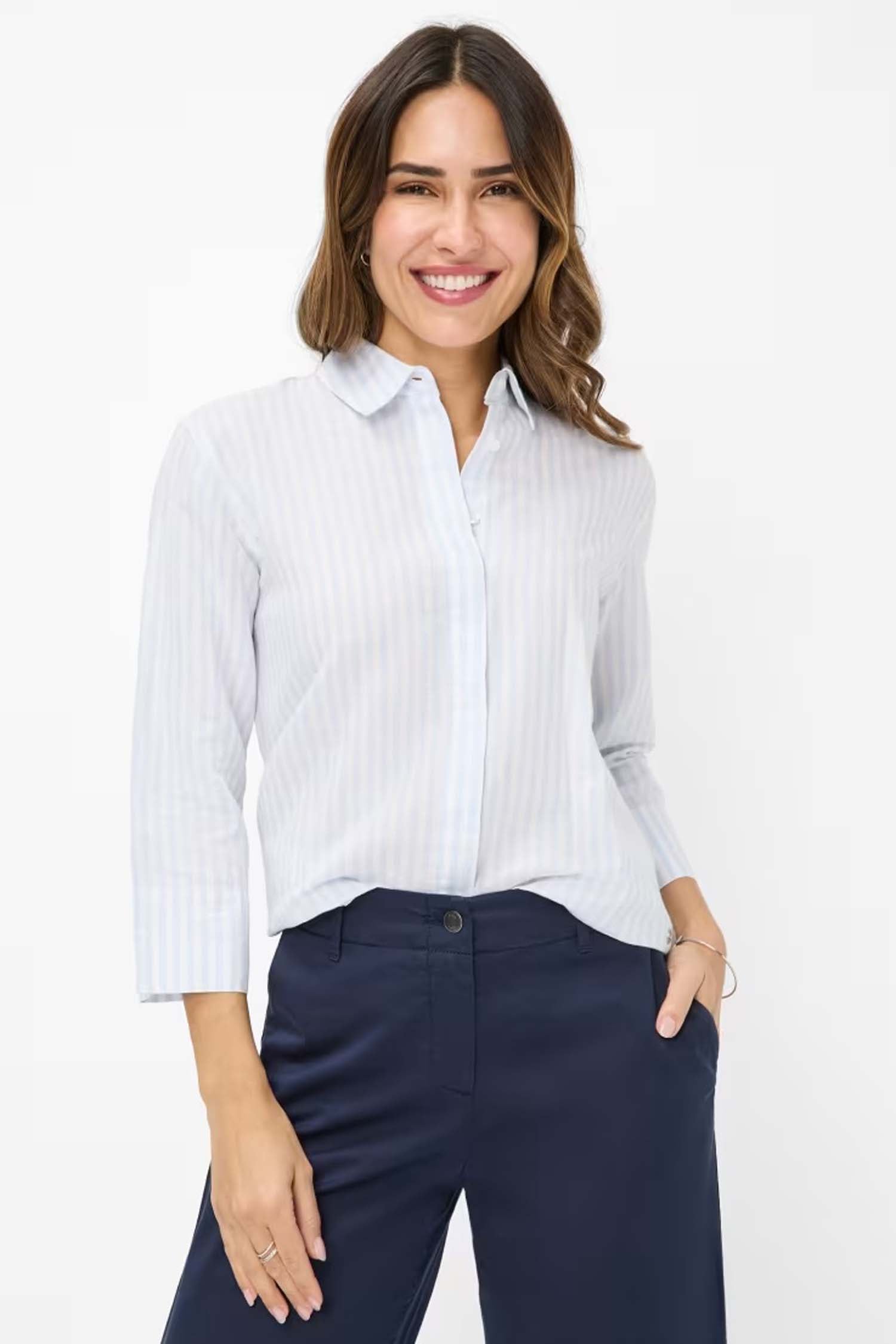 Vicki Button Up LS Collar Shirt Light Blue by Brax – Frockaholics at ...