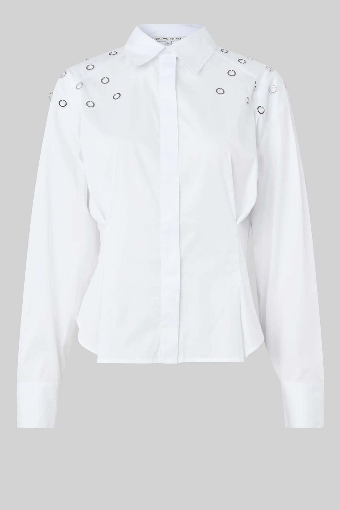 Viktoria Stud Shirt w Eyelets in White