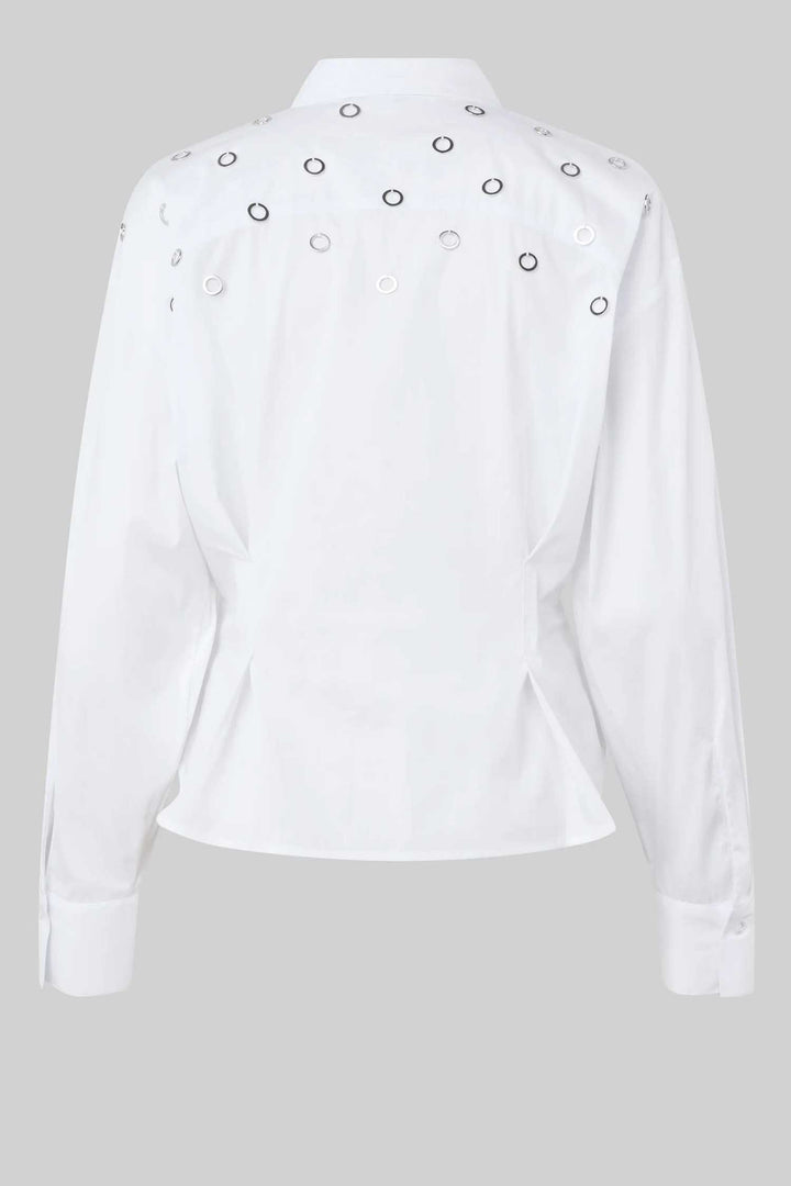 Viktoria Stud Shirt w Eyelets in White