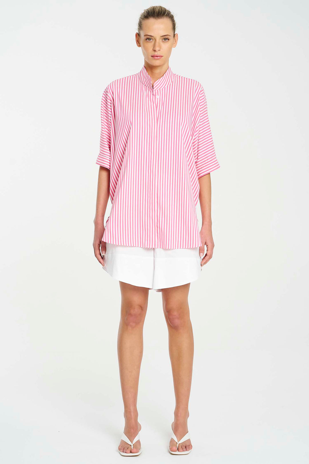 Vila Overshirt in Hot Pink Stripe
