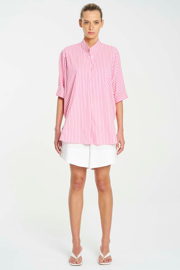 Vila Overshirt in Hot Pink Stripe