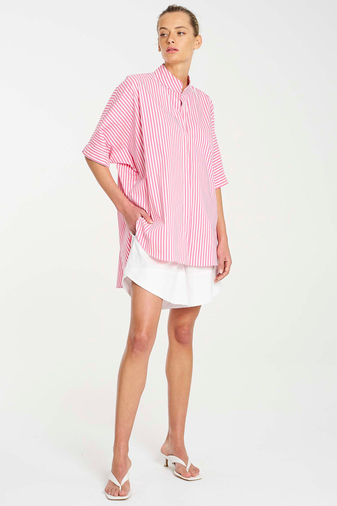 Vila Overshirt in Hot Pink Stripe