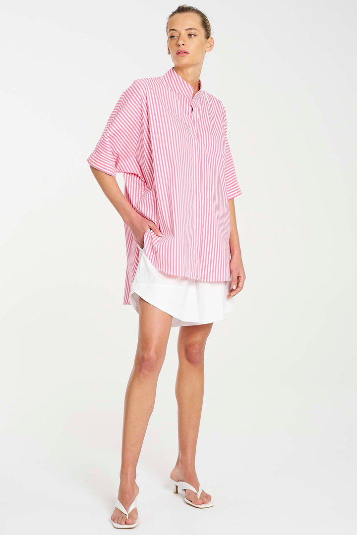Vila Overshirt in Hot Pink Stripe