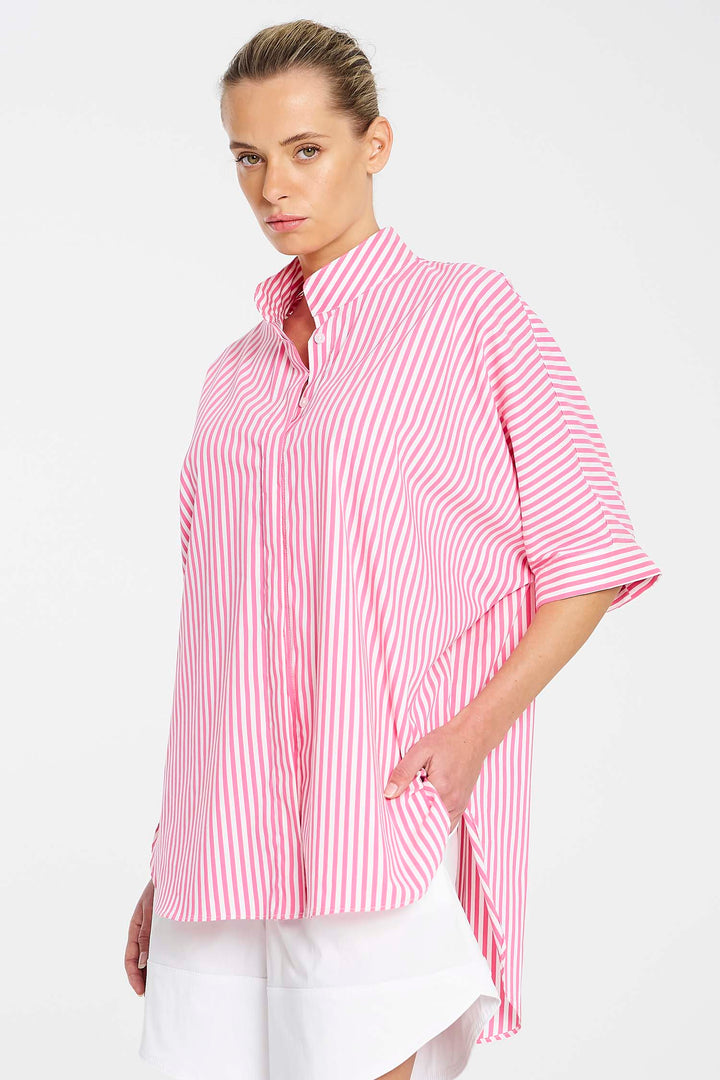 Vila Overshirt in Hot Pink Stripe