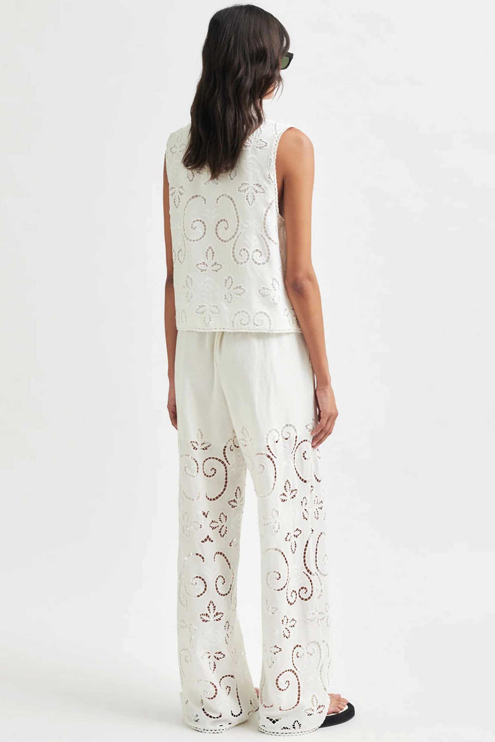 Vilma Lace Wide Leg Pant in White