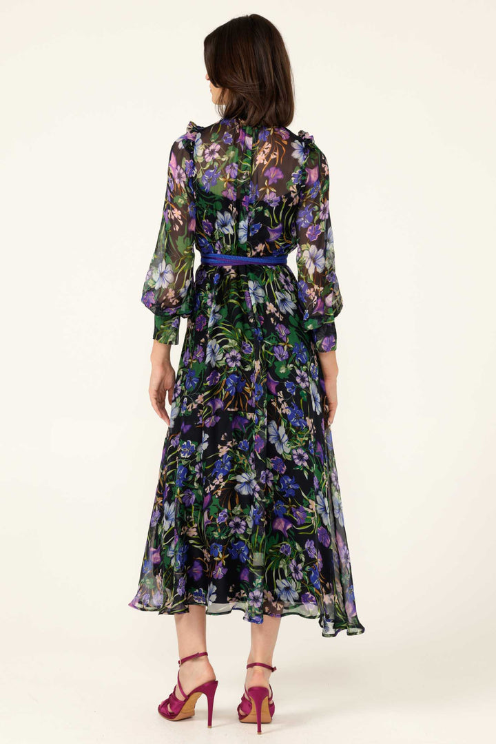 Violetta Midi Dress in Violet Floral