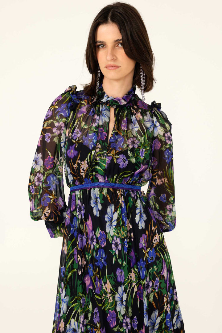 Violetta Midi Dress in Violet Floral