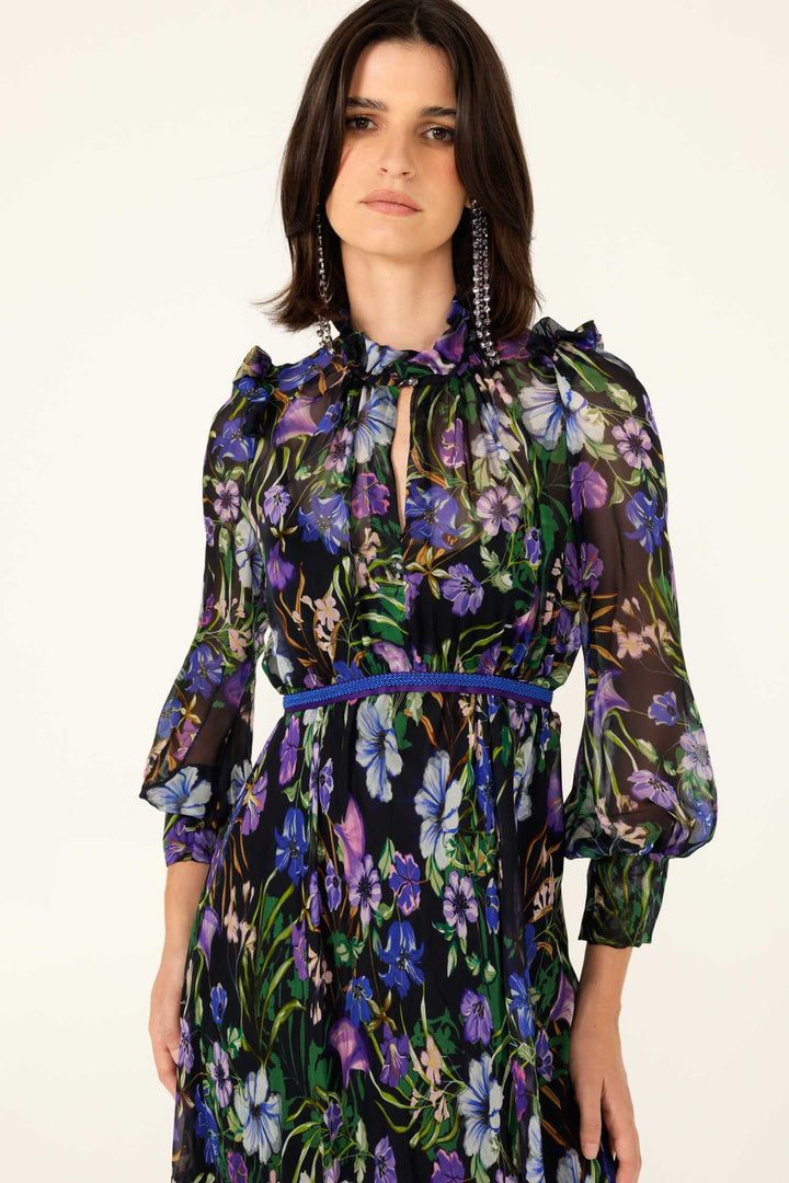 Violetta Midi Dress in Violet Floral