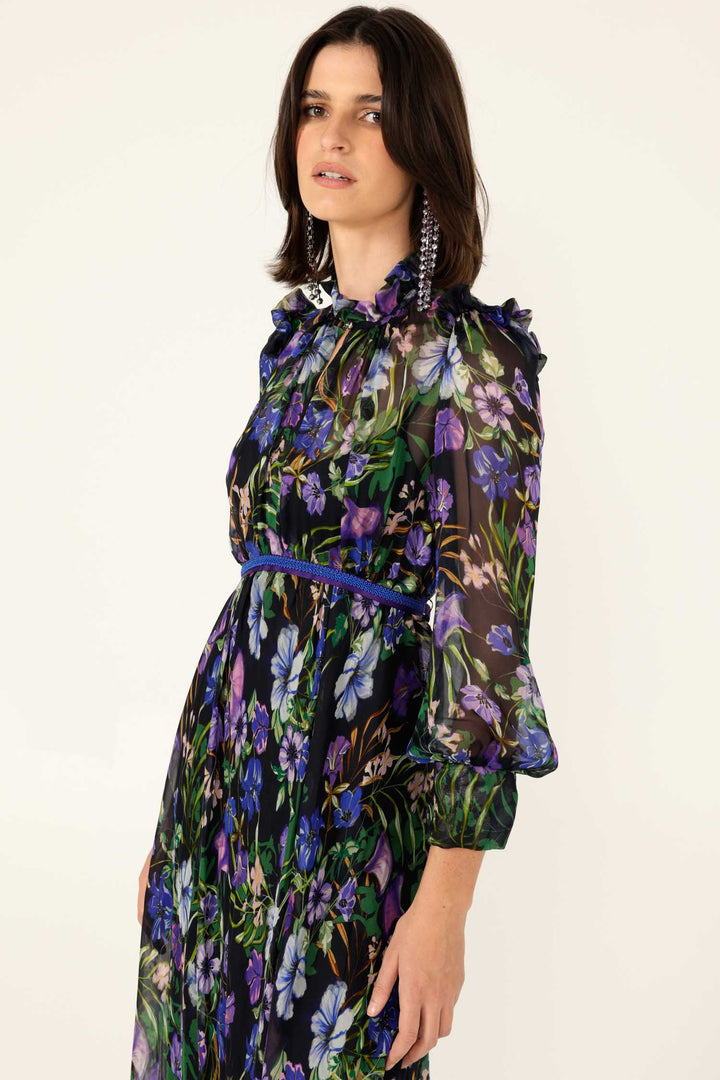 Violetta Midi Dress in Violet Floral