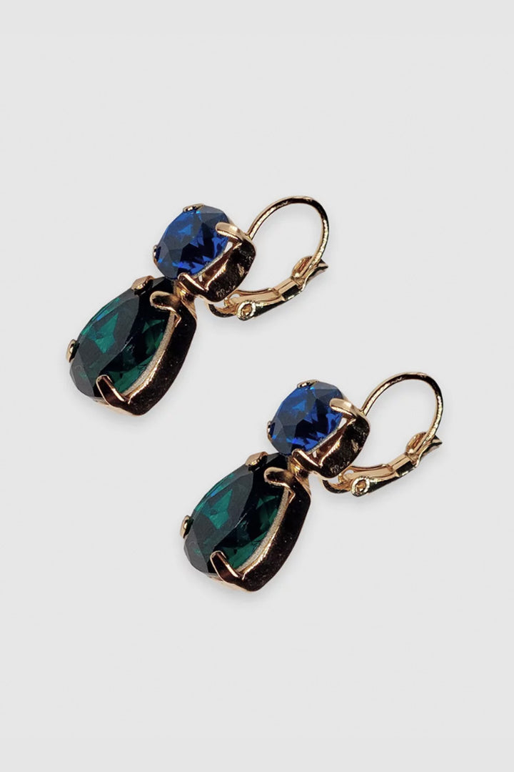 Virginia Crystal Earring in Green Blue