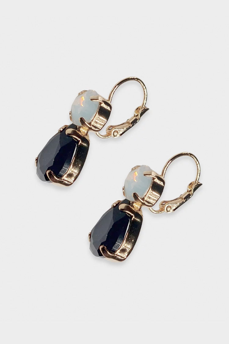 Virginia Crystal Earring in Black Misty White