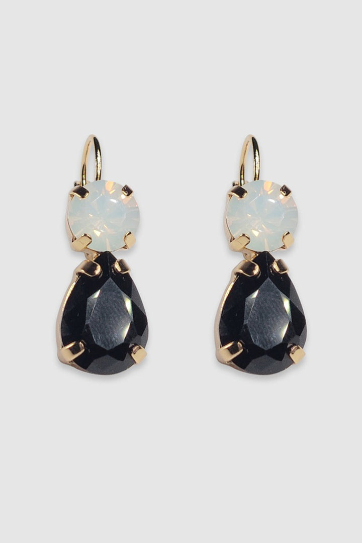 Virginia Crystal Earring in Black Misty White