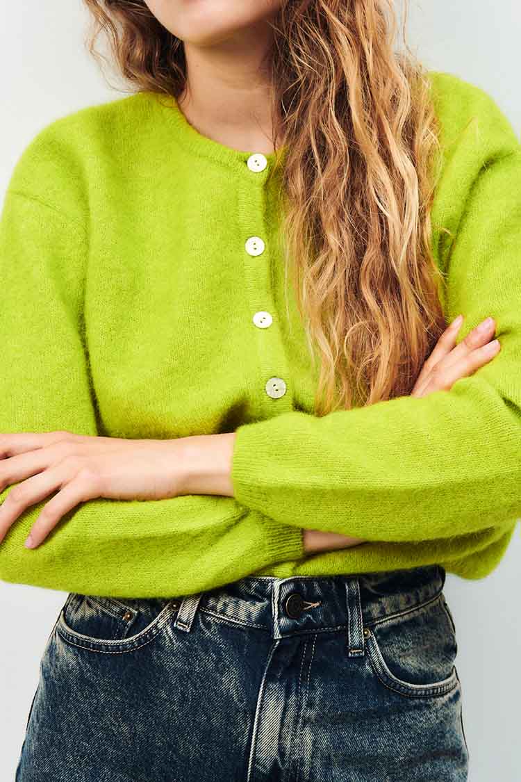 Vitow LS Cardigan in Moss Melange