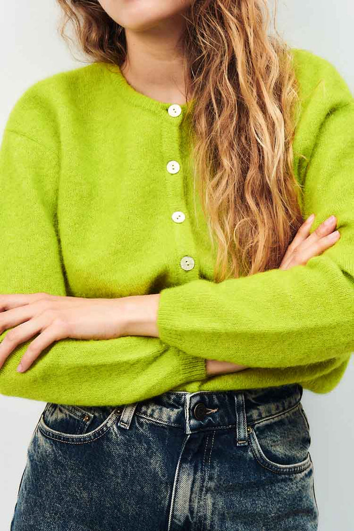 Vitow LS Cardigan in Moss Melange