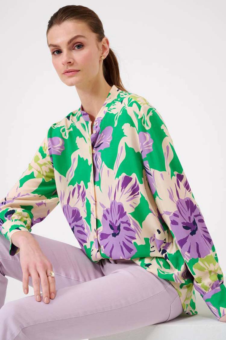 Viv Green Floral Printed Shirt
