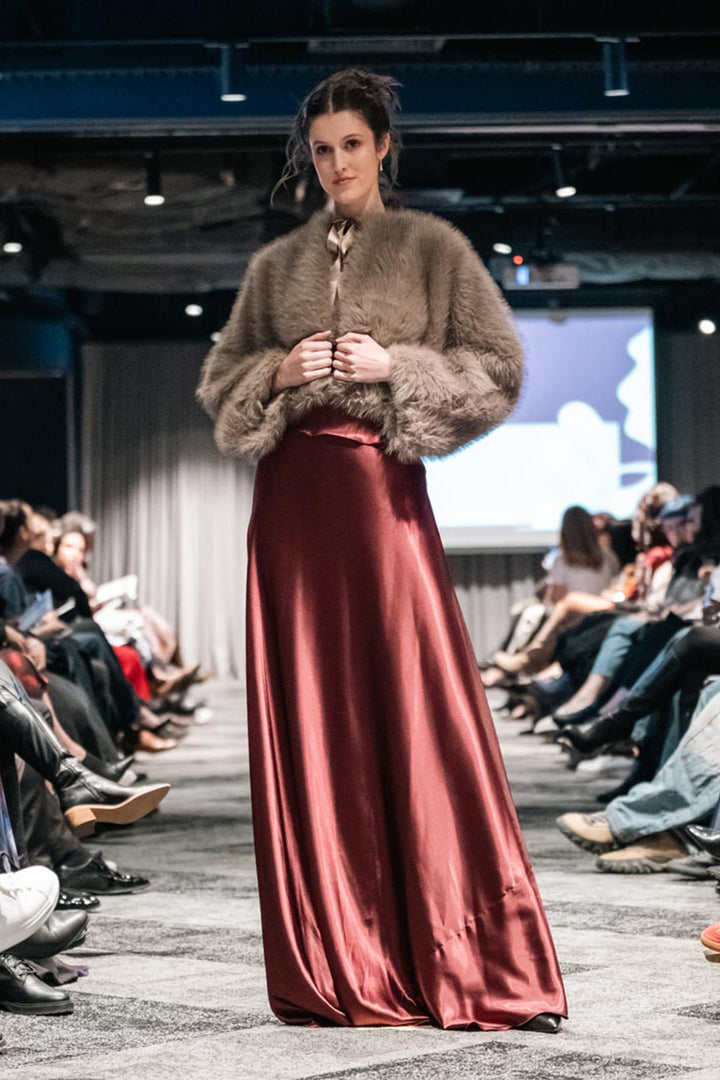Vixen Gown in Burgundy Satin