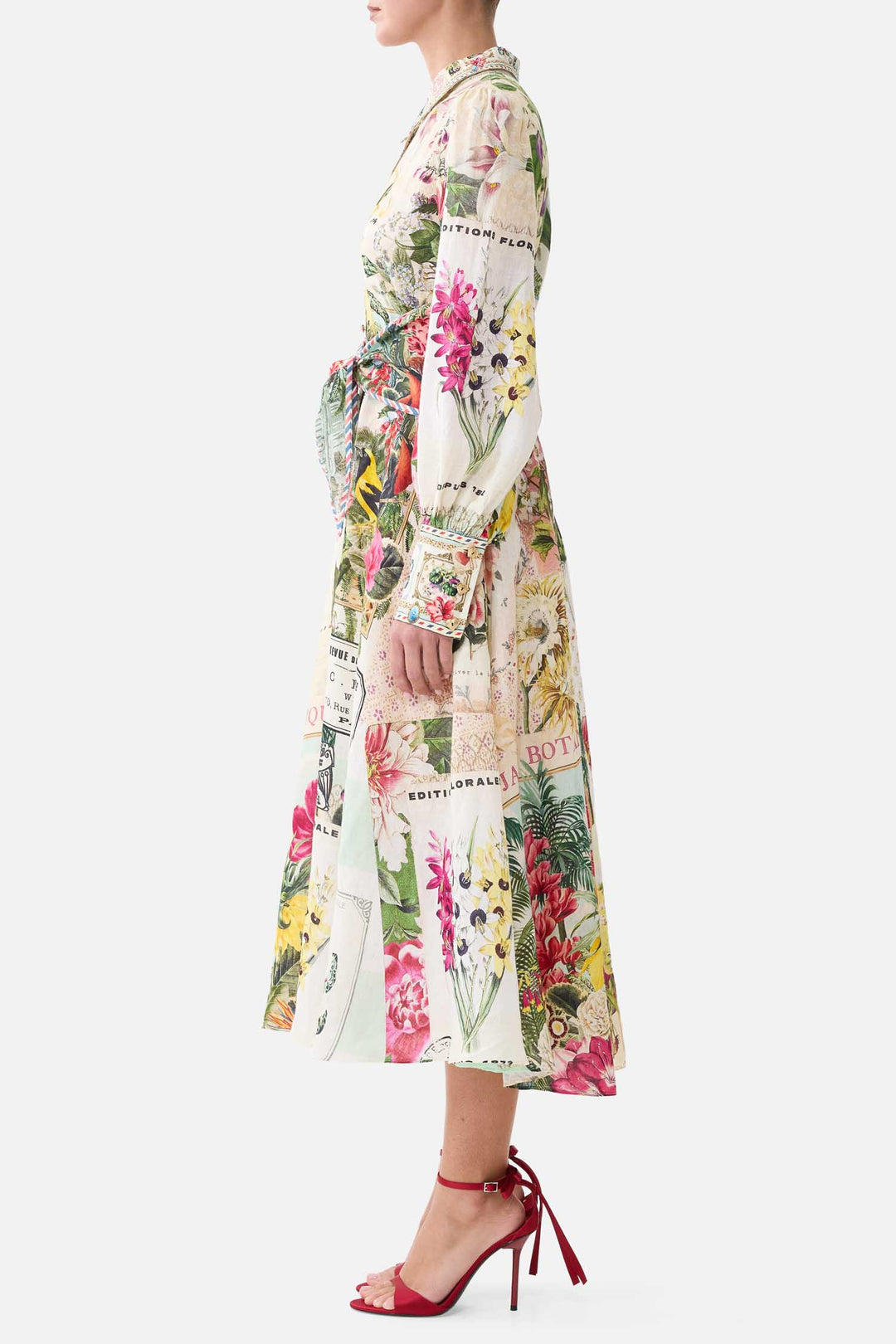 Waist Tie Shirt Dress in La Belle Botanique