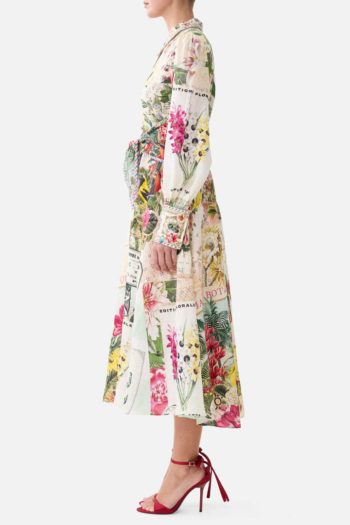 Waist Tie Shirt Dress in La Belle Botanique