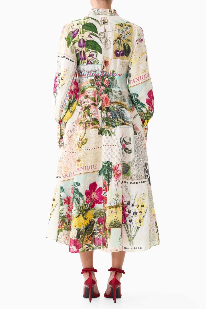 Waist Tie Shirt Dress in La Belle Botanique