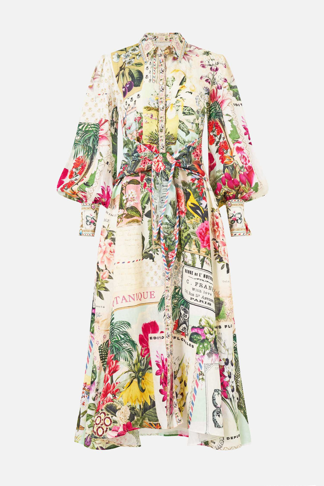 Waist Tie Shirt Dress in La Belle Botanique