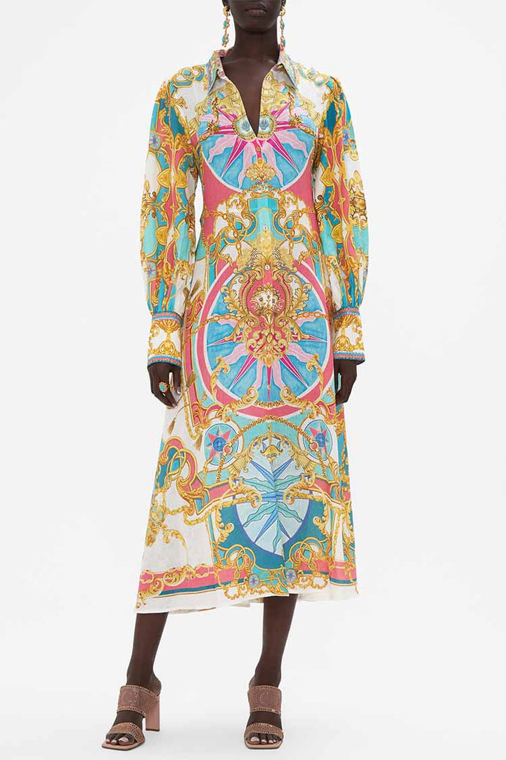 Waist Tie Shirt Dress in Sail Away With Me
