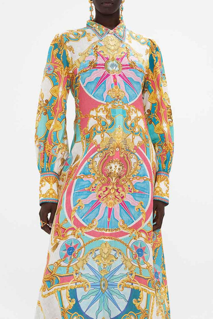 Waist Tie Shirt Dress in Sail Away With Me