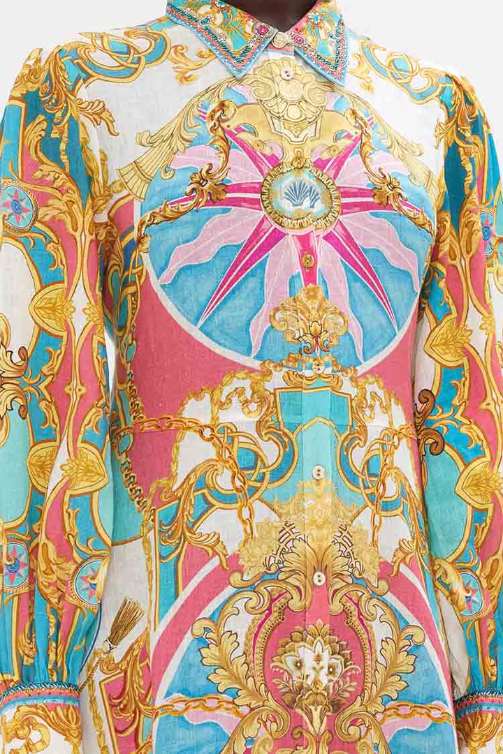 Waist Tie Shirt Dress in Sail Away With Me