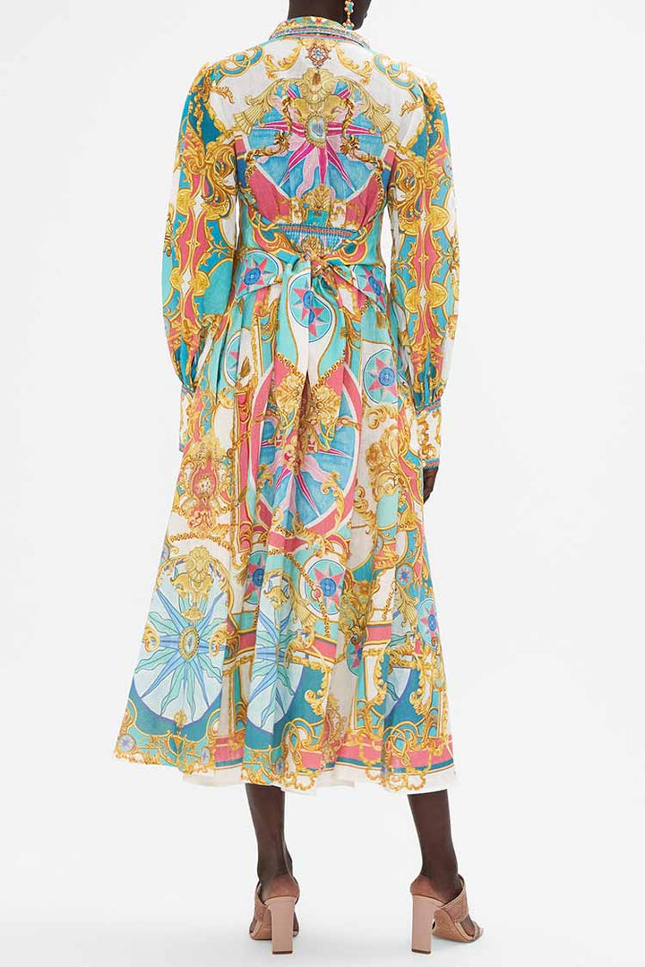 Waist Tie Shirt Dress in Sail Away With Me