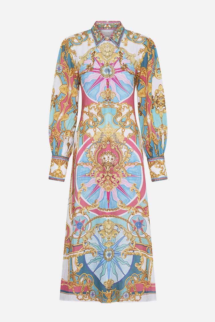 Waist Tie Shirt Dress in Sail Away With Me