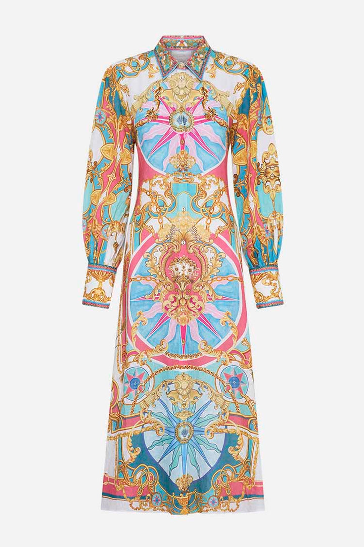 Waist Tie Shirt Dress in Sail Away With Me