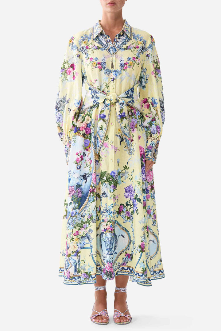 Waist Tie Shirt Dress in Chinoiserie Child