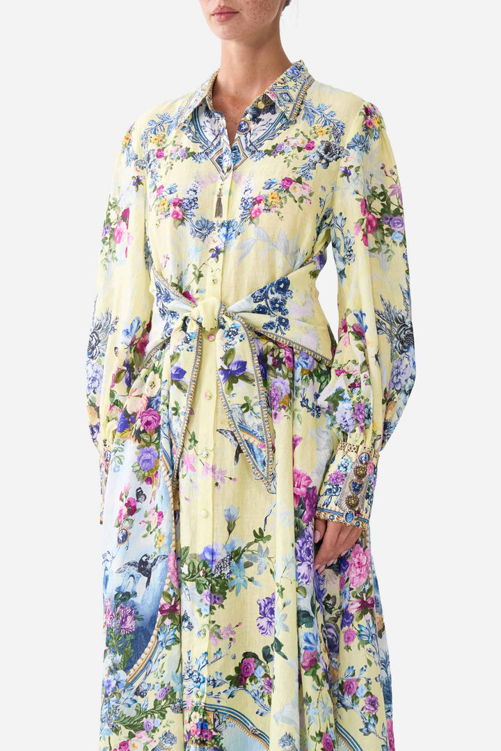 Waist Tie Shirt Dress in Chinoiserie Child