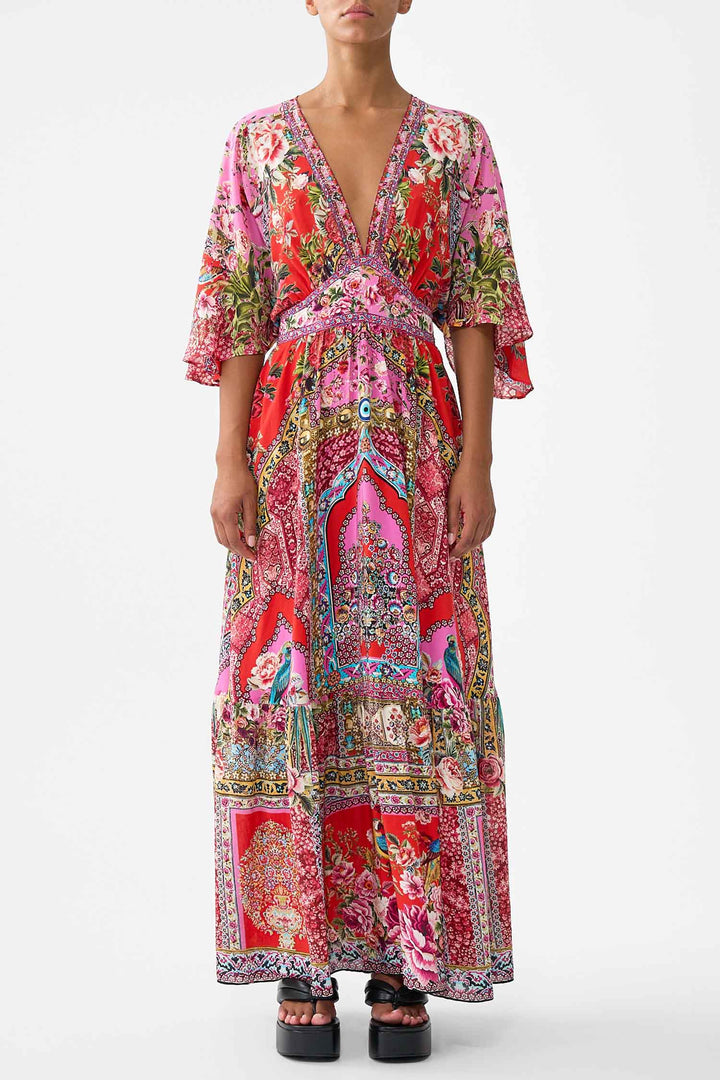 Waisted Dress with Hem Ruffle in Heirloom Empire