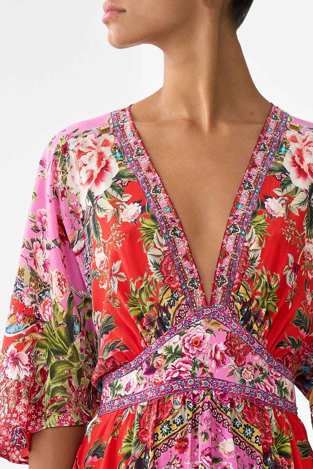 Waisted Dress with Hem Ruffle in Heirloom Empire