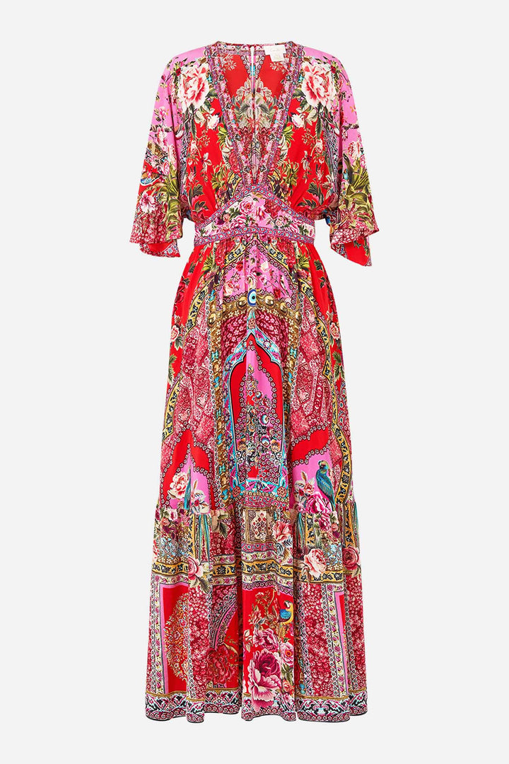 Waisted Dress with Hem Ruffle in Heirloom Empire