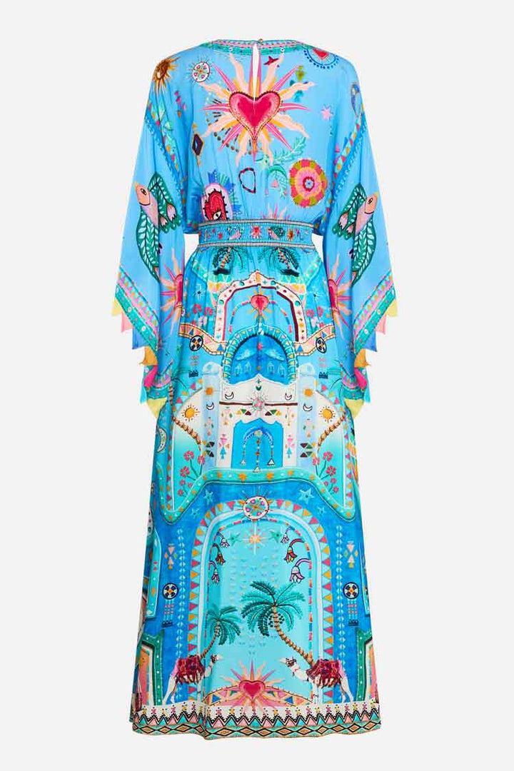 Waisted Dress w Kimono Sleeve in A Painted Village