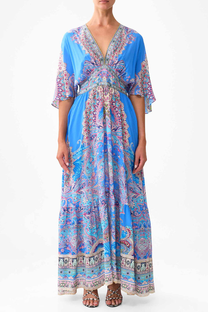 Waisted Dress with Hem Ruffle in Footsteps in Folklore