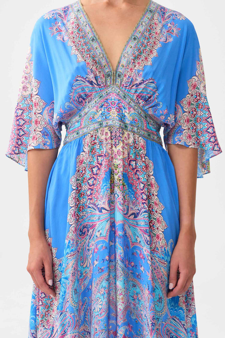 Waisted Dress with Hem Ruffle in Footsteps in Folklore