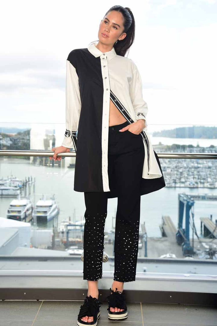 Walking Stripe Jean in Black