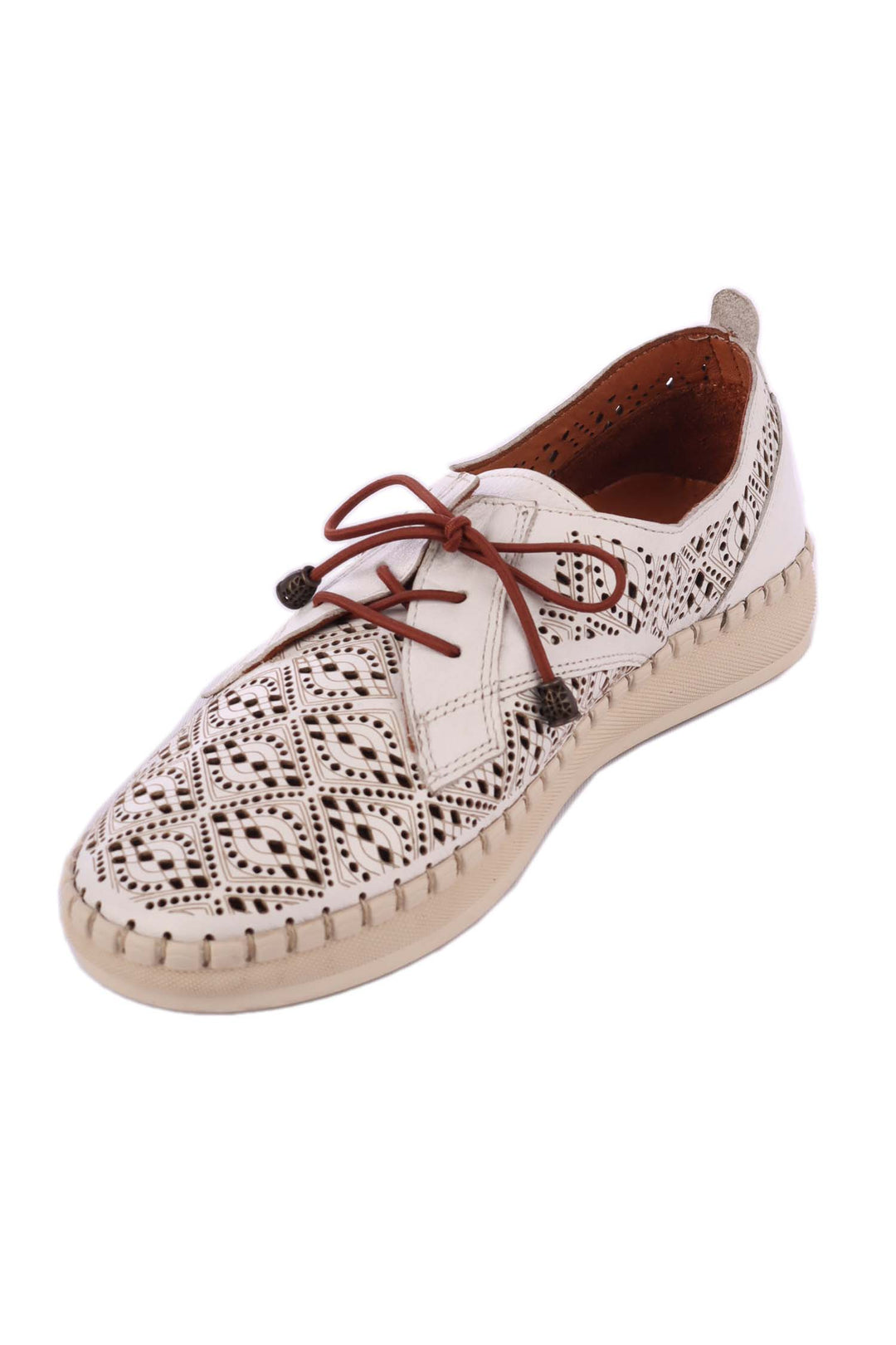 Wander Woven Leather Flat in White